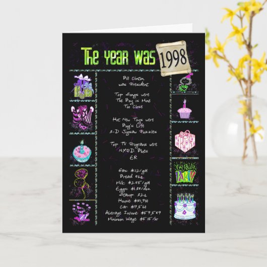 誕生日1998年 カード (黄色い花)