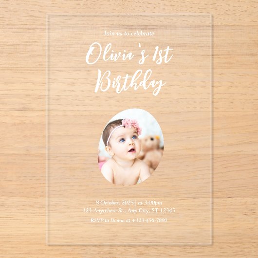 誕生日1 アクリル招待状 (正面)