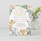 誕生日1、3歳の招待状 | ワイルドx 1、ワイルドx 3 招待状 (スタンド正面)