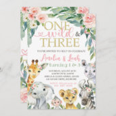 誕生日1、3歳の招待状 | ワイルドx 1、ワイルドx 3 招待状 (正面/裏面)