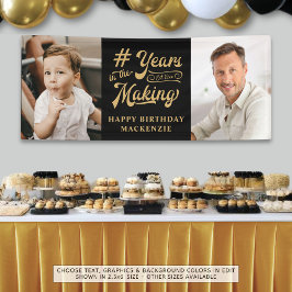 誕生日2年の歴史を描く黒い金ゴールド 横断幕