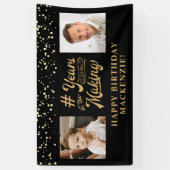 誕生日2年の歴史を描く黒い金ゴールド 横断幕 (縦)