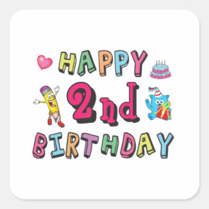 誕生日2年b日おめでとうございます スクエアシール