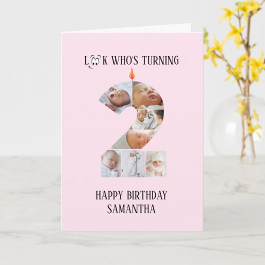 誕生日2枚目のフォトカード カード (黄色い花)