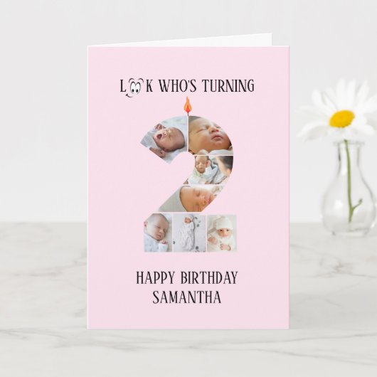 誕生日2枚目のフォトカード カード (小さな植物)