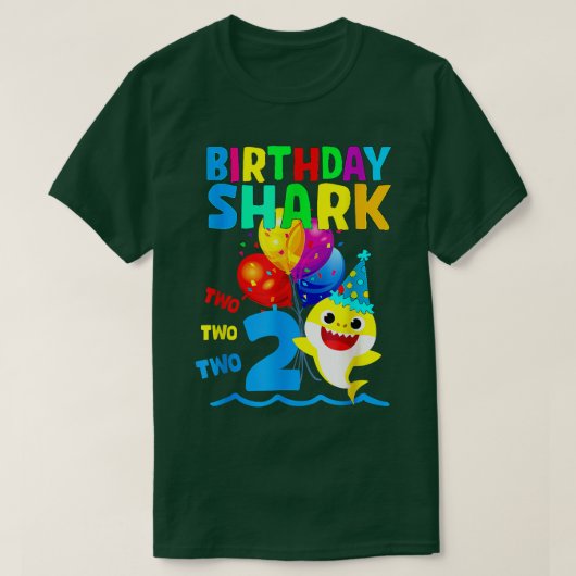 誕生日2歳かわいいサメ第2ギフトファミリー Tシャツ (デザイン正面)