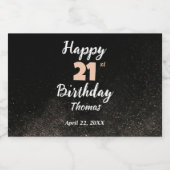 誕生日21セントメン白黒カスタムエレガント リキュールボトルラベル (シングルラベル)