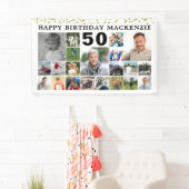 誕生日21フォトコラージュ金ゴールド紙吹雪カスタム 横断幕 (インサイチュ)