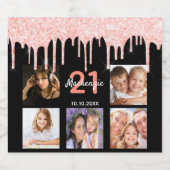 誕生日21フォトブラックバラ金ゴールド名 スパークリングワインラベル (シングルラベル)