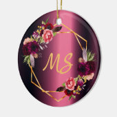 誕生日21ブルゴーニュフローラモノグラム セラミックオーナメント (左)