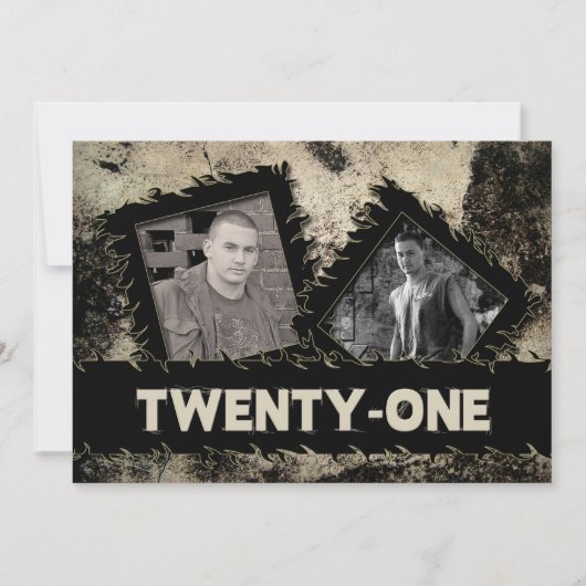 誕生日21st招待状- グランジ - 2枚の写真 招待状 (正面)