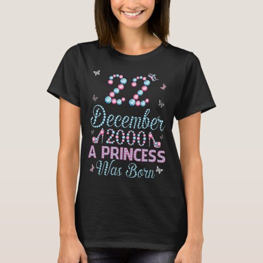 誕生日22生まれ年12月Aプリンセス Tシャツ (正面)