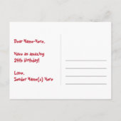 誕生日24歳：楽しいハート柄、虹 24 ポストカード (裏面)