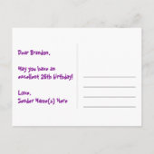 誕生日26歳:楽しいスターパターン、虹26、名前 ポストカード (裏面)