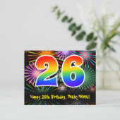 誕生日26th - 楽しい花火模様 + レインボー26 ポストカード (スタンド正面)