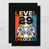 誕生日29番目のレベルのロック解除された29ゲームヴィンテージ 招待状 (正面/裏面)