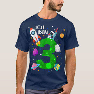 誕生日3年ロケット、惑星、星、宇宙飛行士 Tシャツ