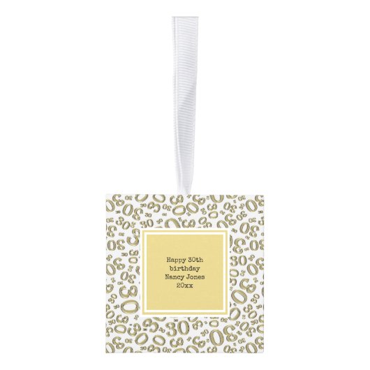 誕生日30の記念品-白または金ゴールド数パターン キューブオーナメント (右)