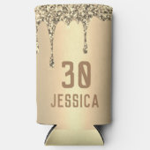 誕生日30エレガント金ゴールドモダンエレガントの好意 スリム缶クーラー (正面)