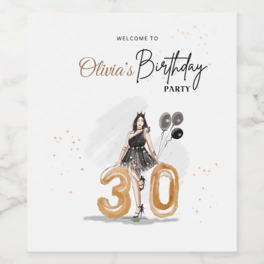 誕生日30回目のウェルカムサイン、 ワインラベル (シングルラベル)