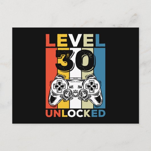 誕生日30番目のレベルのロック解除された30ゲームヴィンテージ シーズンポストカード (正面)