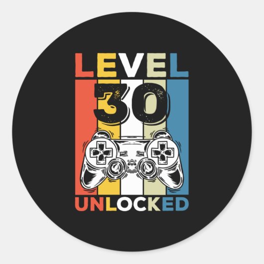 誕生日30番目のレベルのロック解除された30ゲームヴィンテージ ラウンドシール (正面)