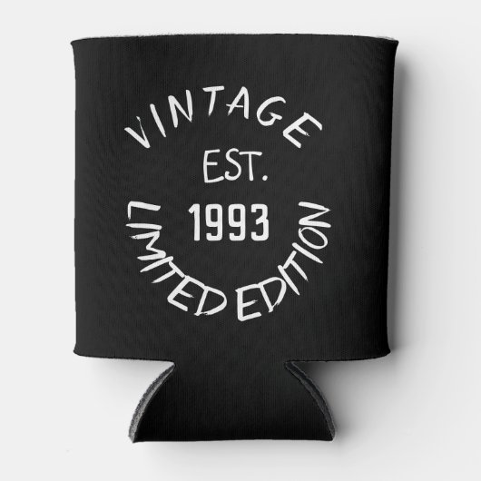 誕生日30thブラックエレガントパパ5タイポグラフィ 缶クーラー (正面)