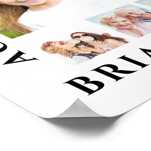 誕生日33フォトコラージュカスタムパーソナライズされた ポスター (角)