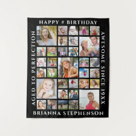 誕生日33フォトコラージュパーソナライズされたあなたの色 タペストリー