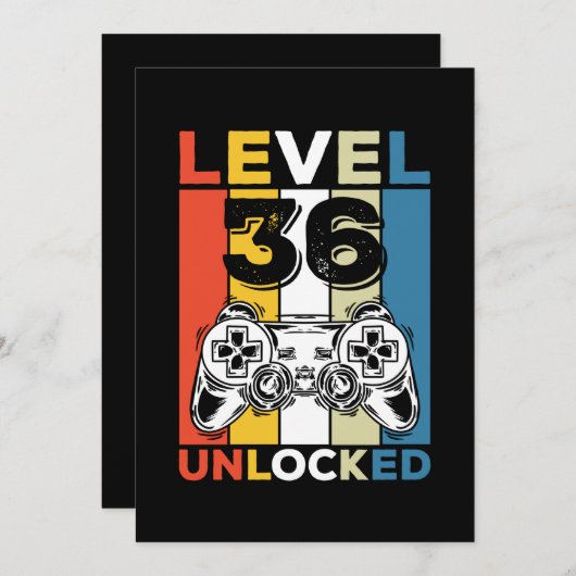 誕生日36番目のレベルのロック解除された36ゲームヴィンテージ 招待状 (正面/裏面)