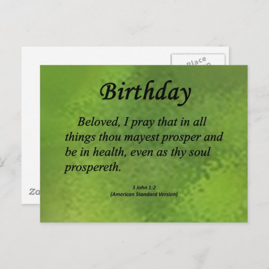 誕生日3 John 1-2 ポストカード (正面/裏面)