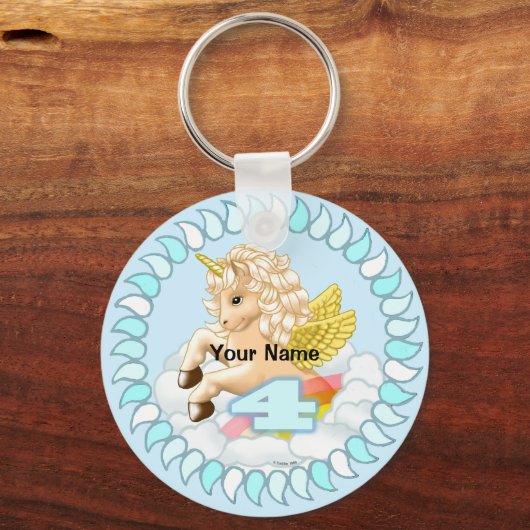 誕生日4ユニコーンカスタムキーチェーン キーホルダー (正面)