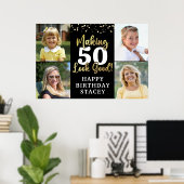 誕生日4写真AGE良い黒い金ゴールド ポスター (ホームオフィス)