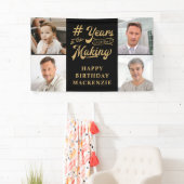 誕生日4年の歴史を描く黒い金ゴールド 横断幕 (インサイチュ)