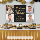 誕生日4年の歴史を描く黒い金ゴールド 横断幕