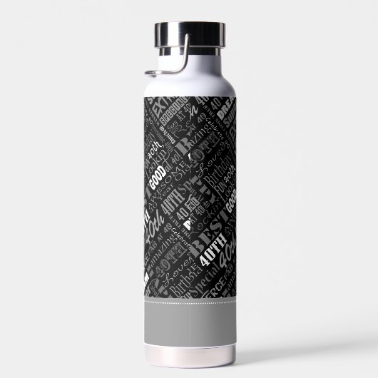 誕生日40回目のパーティーパーソナライズされたプレゼント ウォーターボトル (右面)