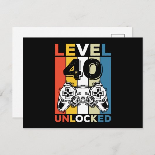 誕生日40番目のレベルのロック解除された40ゲームヴィンテージ シーズンポストカード (正面/裏面)