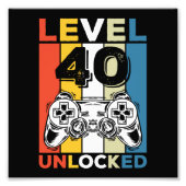 誕生日40番目のレベルのロック解除された40ゲームヴィンテージ フォトプリント            (正面)