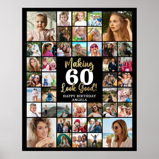 誕生日42フォトコラージュ年齢が良く見える ポスター (正面)