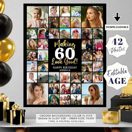 誕生日42フォトコラージュ年齢が良く見える ポスター