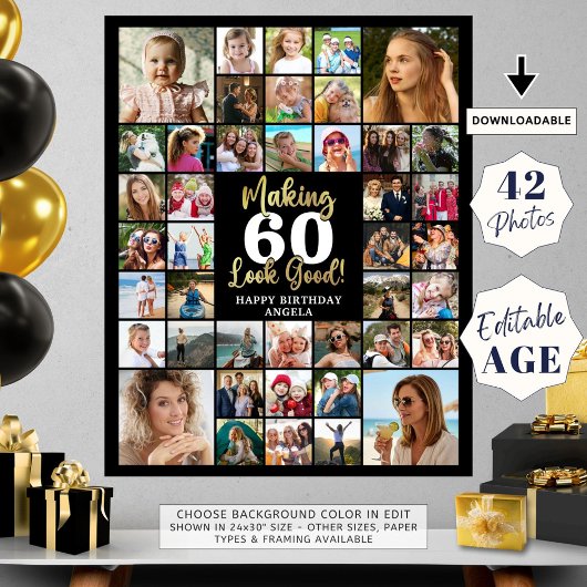誕生日42フォトコラージュ年齢が良く見える ポスター