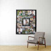 誕生日43フォトコラージュ名年齢白黒 タペストリー (インサイチュ)