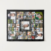 誕生日43フォトコラージュ名年齢白黒 タペストリー (正面(横))