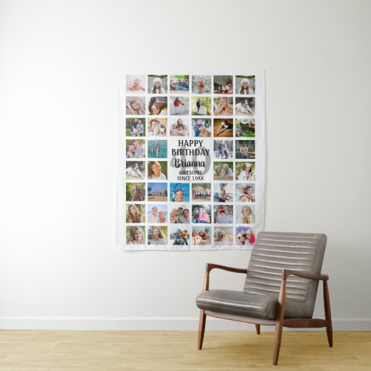 誕生日44フォトコラージュパーティー背景 タペストリー (インサイチュ)
