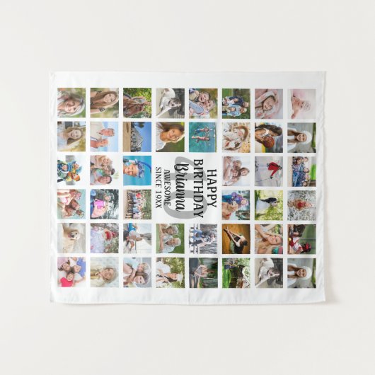 誕生日44フォトコラージュパーティー背景 タペストリー (正面(横))