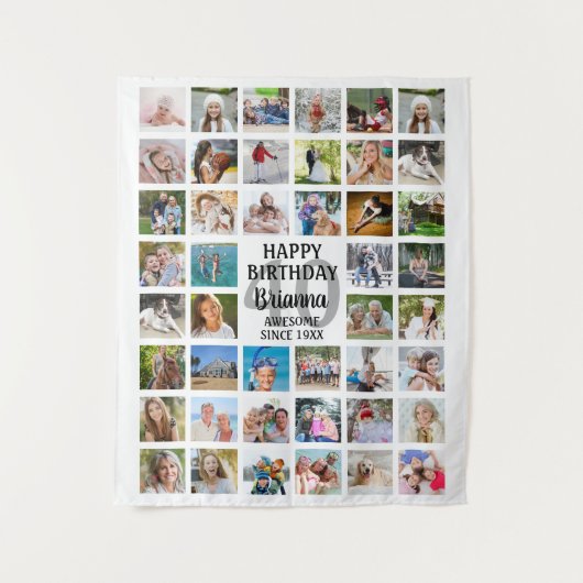 誕生日44フォトコラージュパーティー背景 タペストリー (正面)