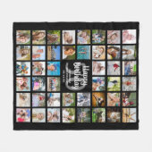 誕生日44フォトコラージュ任意の年齢名日付 フリースブランケット (正面(横))