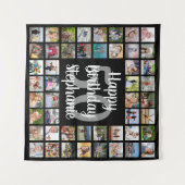 誕生日48フォトコラージュパーソナライズされた タペストリー (正面(横))