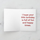 誕生日5歳 カード (内部)