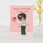 誕生日5歳 カード (黄色い花)